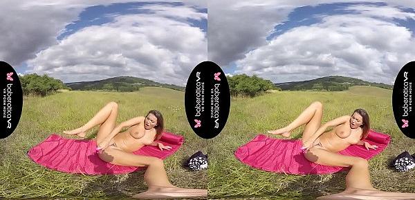  Solo girl, Vanessa Decker masturbates outdoors, in VR